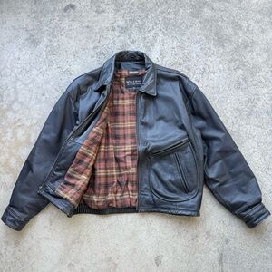 Vintage WILSON 100% Leather Thinsulate Plaid Lining Bomber Jacket